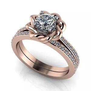 Contemporary antique classic flower ring side accent stones