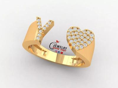 Custom Alphabet Heart Diamond Ring  AtoZ Love Ring Letters Ring