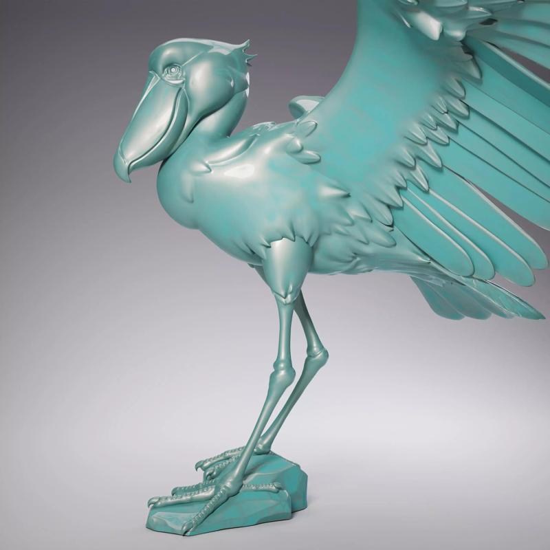 Shoebill statue of bird in turquoise