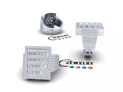 Custom Signet Rectangle Shape Diamond Ring - Iceout Diamond ring