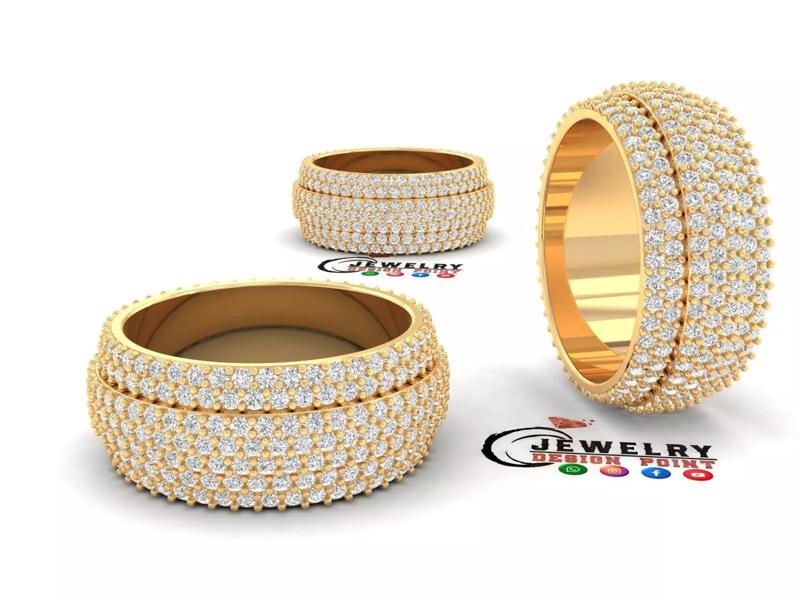 Custom Micro Pave Bling Diamond Ring - Eternity Wedding Band