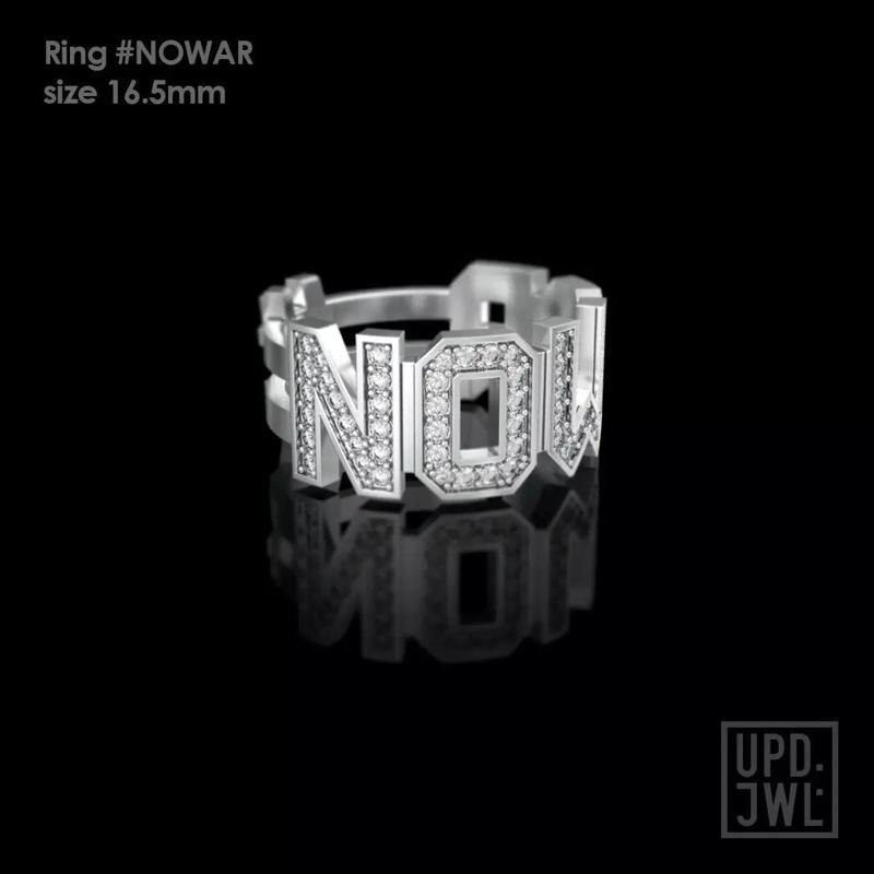 NO WAR Ring Size 16-5mm with gems 3D print model