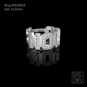NO WAR Ring Size 16-5mm with gems 3D print model
