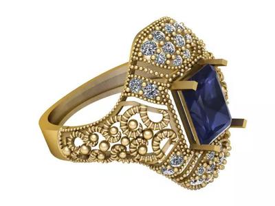 BLUE SAPPHIRE GOLD RING 3D PRINTABLE MODEL