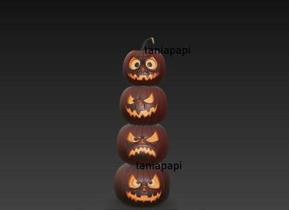 Three Halloween pumpkins