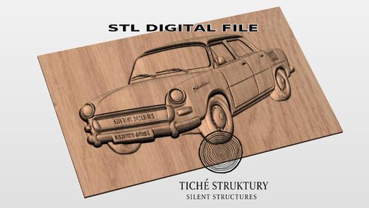 Skoda 1000 MB – Classic Vintage Car Bas Relief – 3D STL Model