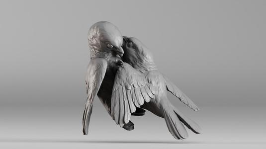S00051 Lovebirds - Romantic 3D Sculpture 3dp