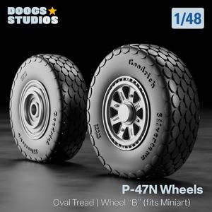 1/48 P-47N Wheels - Oval Tread "B" - DS48007