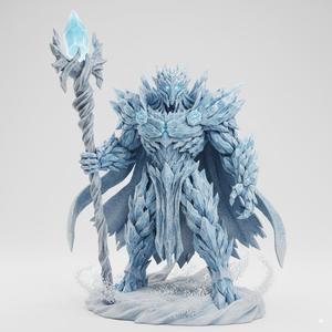 Ice Elemental Guardian Miniature STL - Frozen Golem Protector for Tabletop RPG & Wargaming