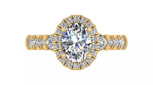 Oval-Cut Blue Gemstone Halo Engagement Ring