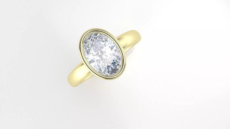 Oval bezel set ring customisable rounded band