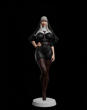 Hot nun sculpture miniature 3D model for printing-hot nun sculpture miniature 3D model for printing