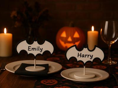 Customizable Halloween Bat Place Card Holder