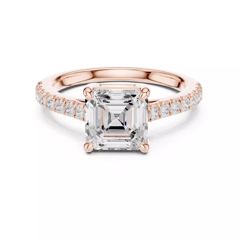 2CT Asscher Cut Diamond Engagement Wedding Ring 3DM STL Video