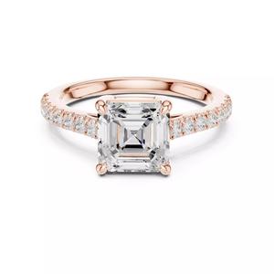 2CT Asscher Cut Diamond Engagement Wedding Ring 3DM STL Video