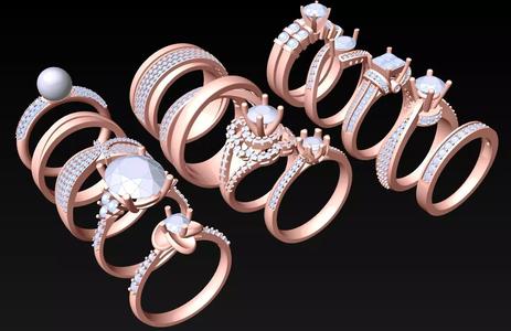 14  Womens Ring - Collection 3d Ring Jewellery Models bulk- AW06