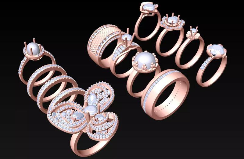 11  Womens Ring - Collection 3d Ring Jewellery Models bulk- AW01