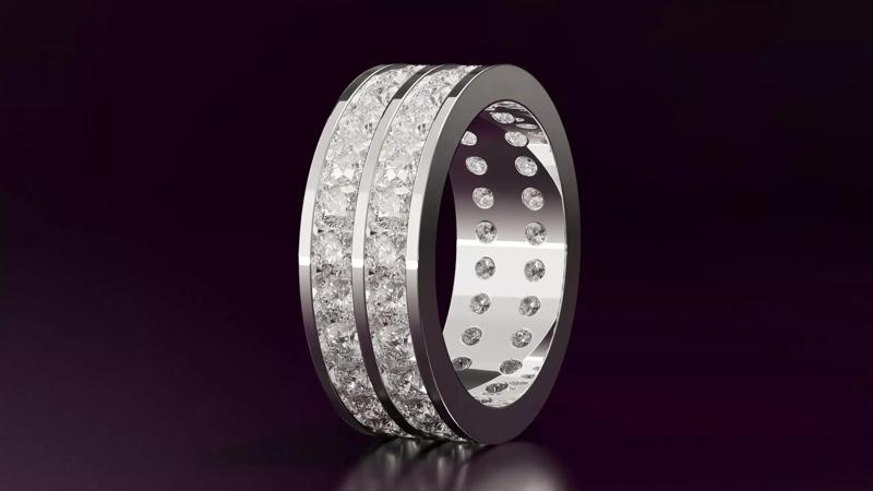 2line round cut eternity ring 54EU size