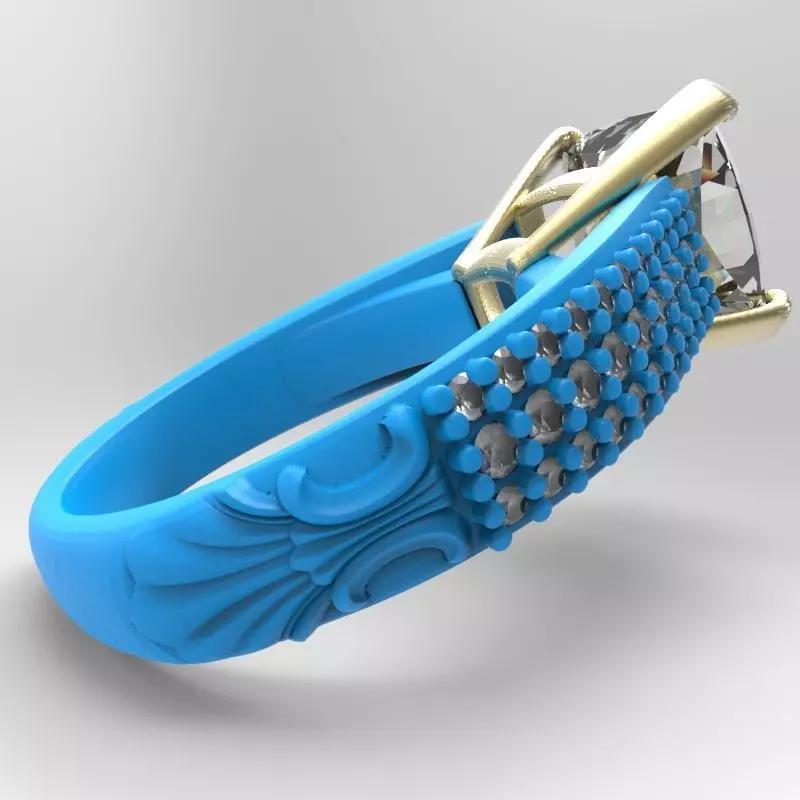 3 engraving 10x10mm baryon cut gem ring with diamonds