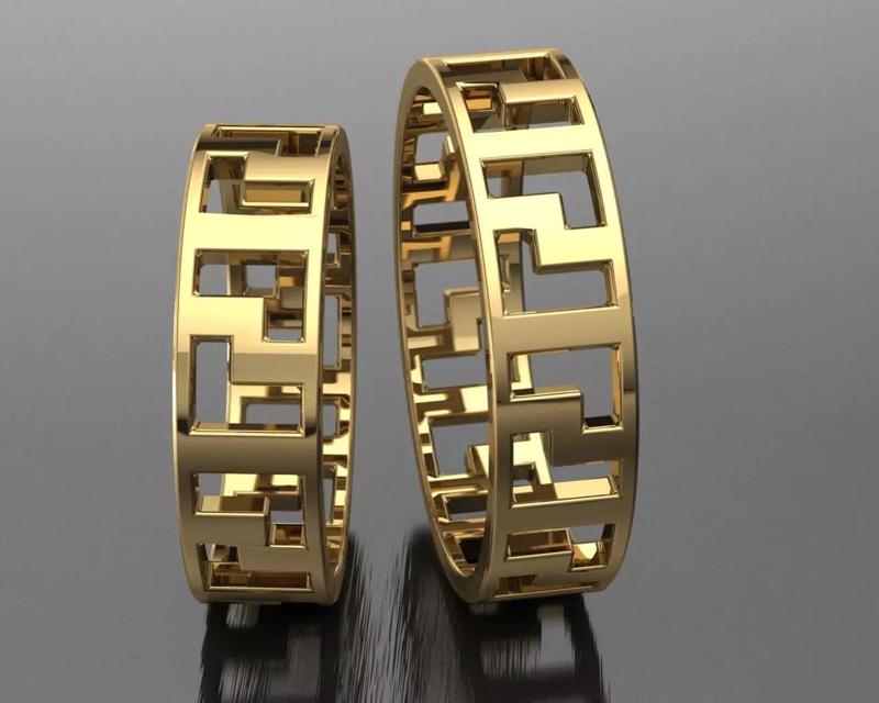 6 sizes wedding ring greek pattern Printable jewelrySTL