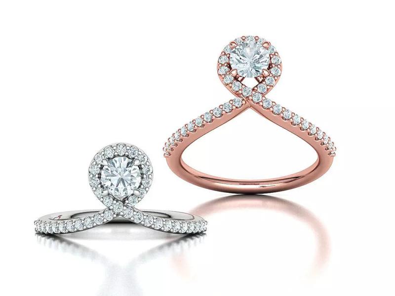 5mm stone Bespoke Solitaire Ring Pave setting Crisscross 3Dmodel