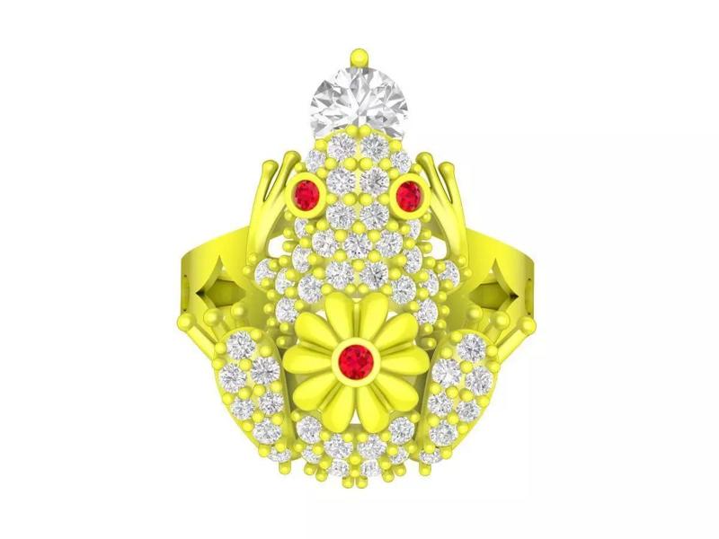 7091 fengshui diamond toad ring for women