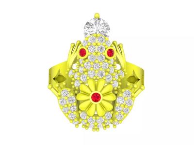 7091 fengshui diamond toad ring for women