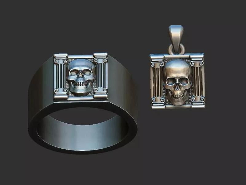 Masonic Skull Ring and Pendant