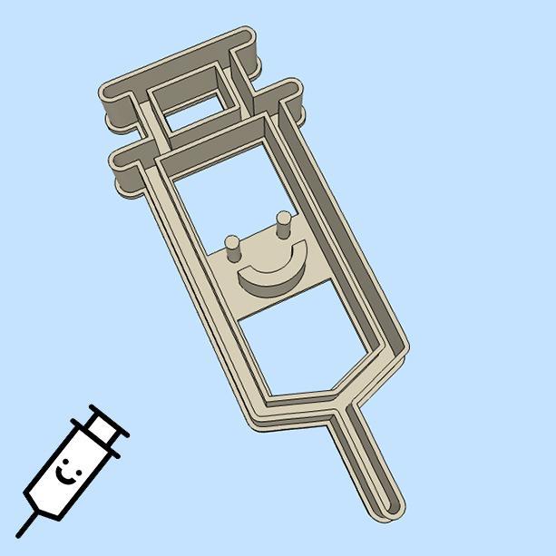 Science and technology cookie cutters - syringe (with smile) (style 2)