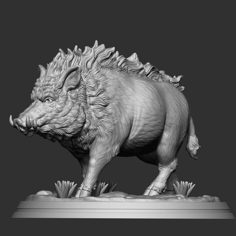 Wild boar in 3D sculpture