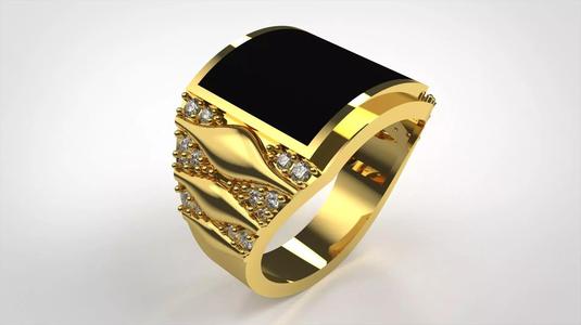 Man yellow gold ring with onyx stone model mr0014