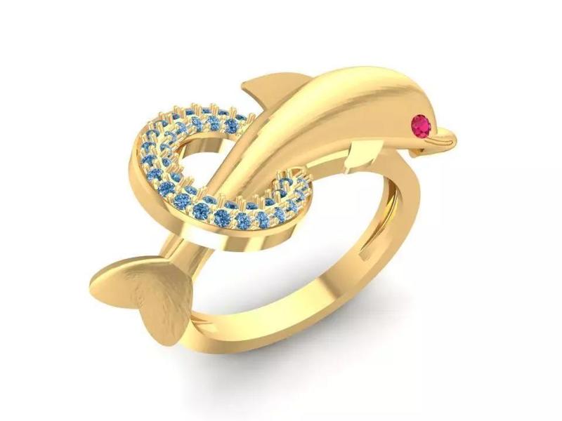Dolphin Diamond Ring for Women Event Jewelry 727