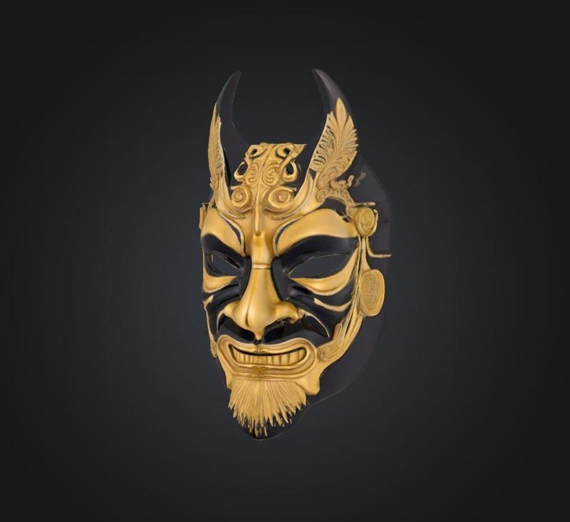 Japan Smurai Face Mask - Devil Samurai Embroidered Mask 3D print model