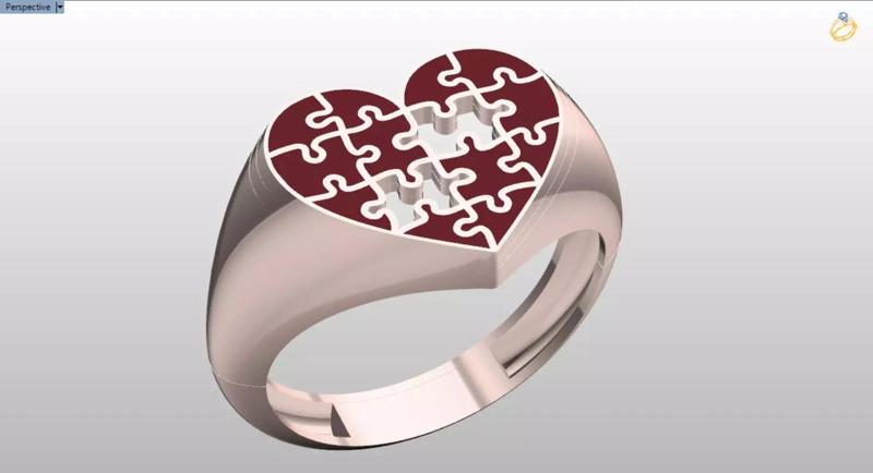 enamel puzzle heart signet