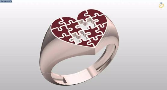 enamel puzzle heart signet