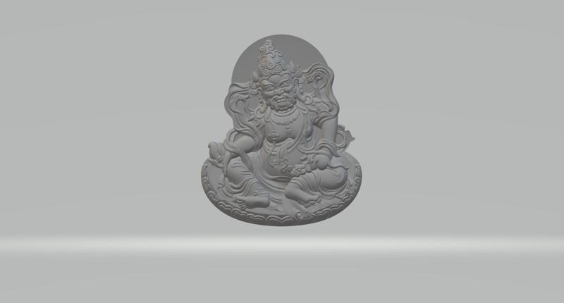 Sitting Lotus Yellow God of Wealth Pendant 3D print model