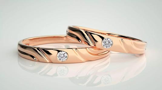 Solitaire Couple Band Ring 3dm stl render detail
