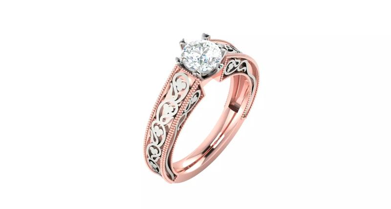 Rose gold -Diamond Ring- 3DM AND STL File  - DC LR-0816