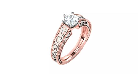 Rose gold -Diamond Ring- 3DM AND STL File  - DC LR-0816