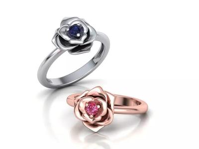 Rose Ring Engagement ring with 3mm stone 3dmodel