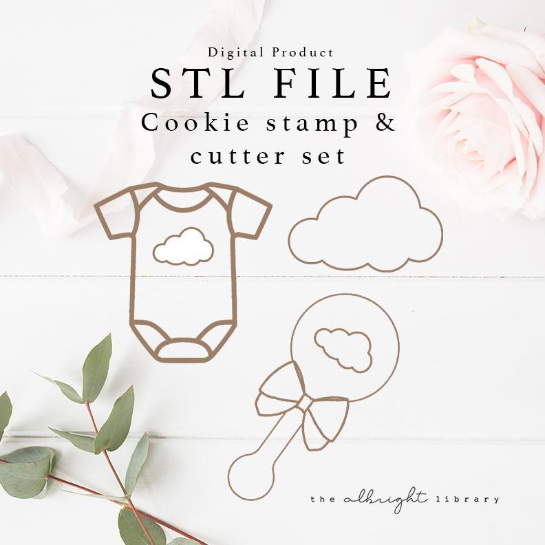 Baby Shower Cloud Cookie Cutter + Stamp Set