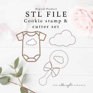 Baby Shower Cloud Cookie Cutter + Stamp Set