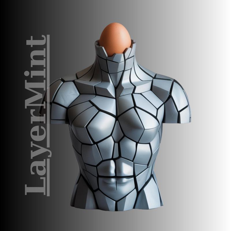 Armor Bust Egg Holder STL File – Futuristic 3D Printable Egg Cup