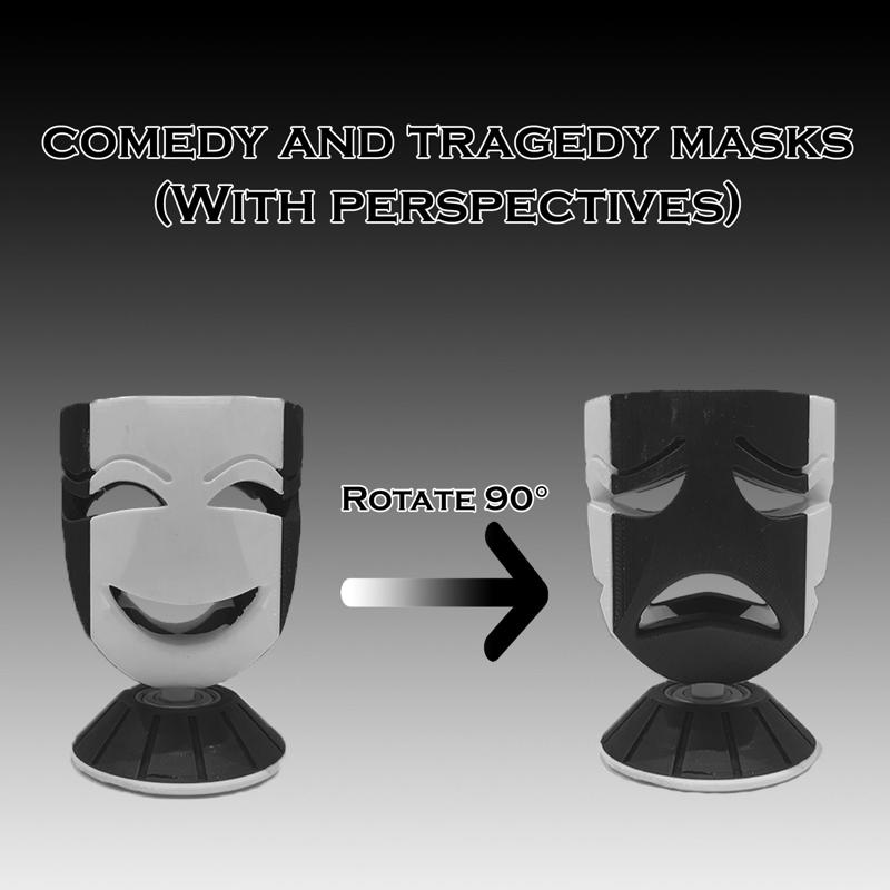 Comedy and Tragedy masks with perspectives