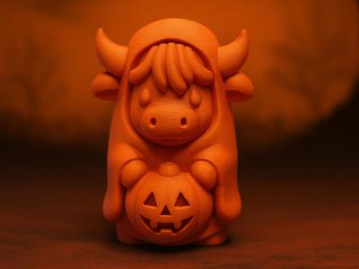 The little Halloween cow with pumpkin
