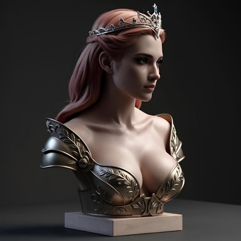 100mm Fantasy Queen Bust: Detailed 3D Printable Model