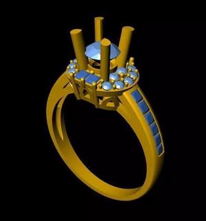 DiamondRing gold engagement ring with sapphires