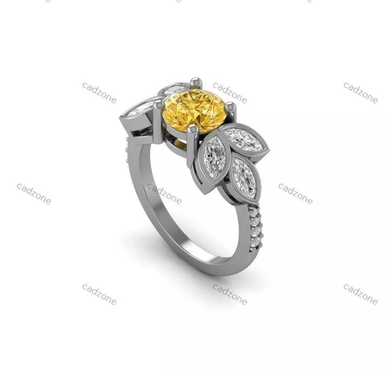 Elegant Floral Engagement Ring-3D MODEL