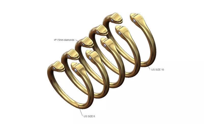 Double bypass diamond eyes minimalist serpent US size 6to10