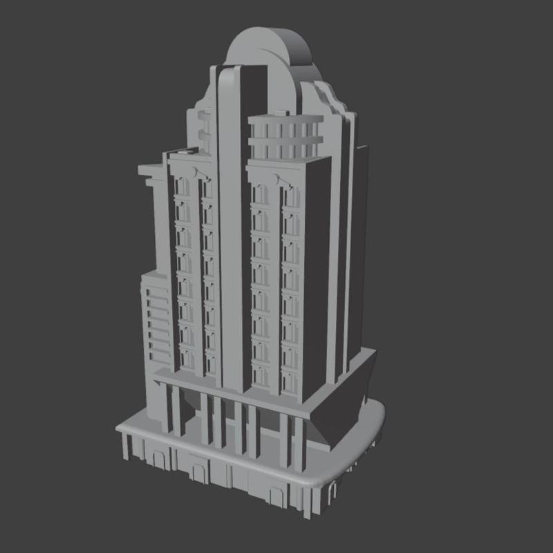 Loomis Tower, Scifi art deco building for 6mm war games  (Battletech, Epic 40k, etc)